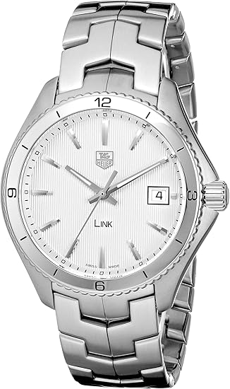 Silver TAG Heuer watch with date